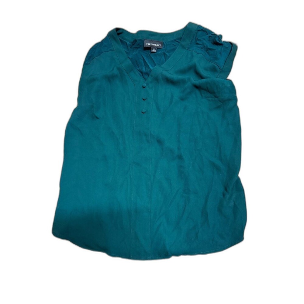 Fortune + Ivy Teal Short-Sleeve Button-Front Casual Shirt